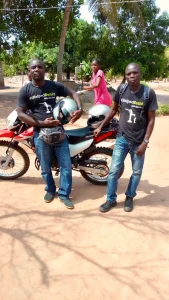 Well Maintenance Team, Bernacio and Mr Saide with new motorbike